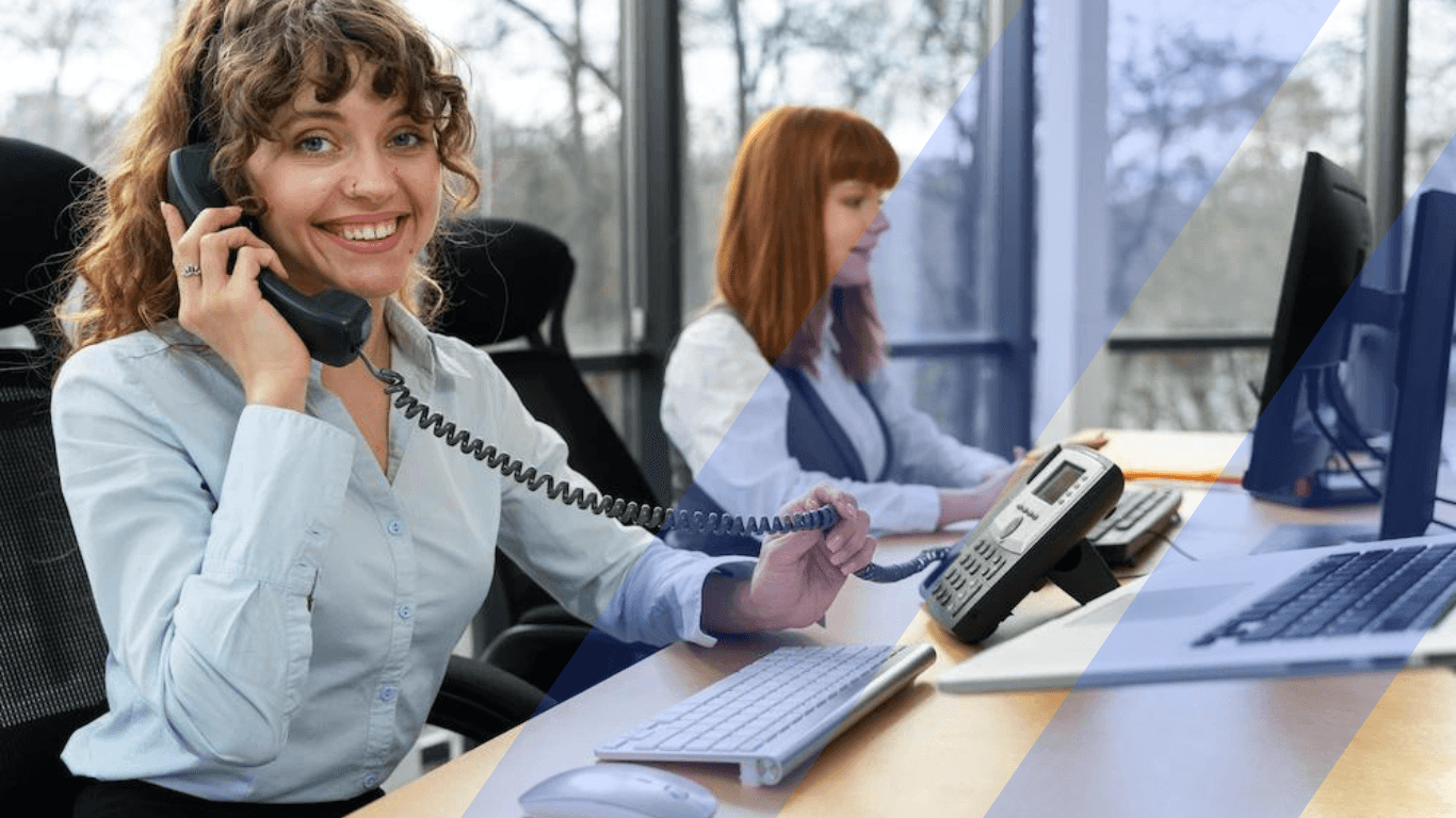 A call center agent answering a customer call